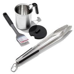 Grilling Basting Pot and Brush Set & Grilling Tongs with Built-In Bottle Opener Bundle