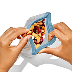 Silicone Reusable Bag Stand-Up Snack (12 oz) - Blue
