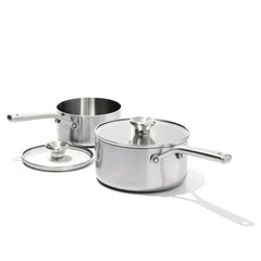 Stainless Steel Mira Series 1.7qt And 3.3qt Sauce Pan With Lid