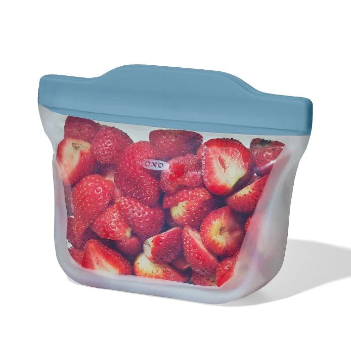 Silicone Reusable Bag  Stand-Up Snack (12 oz) - Blue