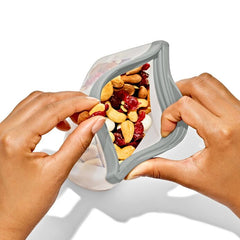Silicone Reusable Bag  Stand-Up Snack (12 oz) - Light Grey