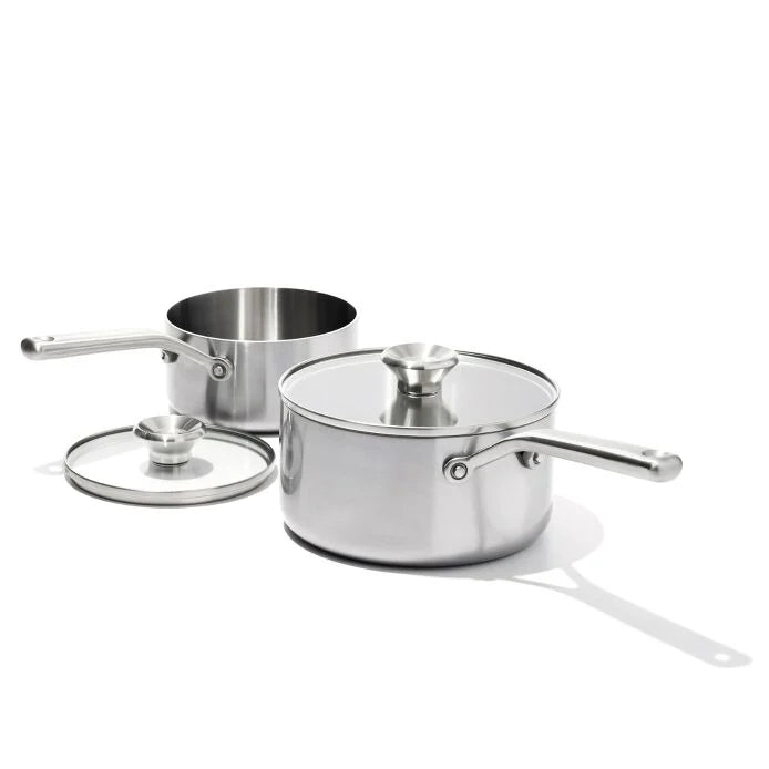 Stainless Steel Mira Series 1.7qt And 3.3qt Sauce Pan With Lid